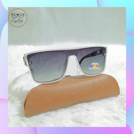 Eye4uh Matte White Single Bar Polarized Sunglass